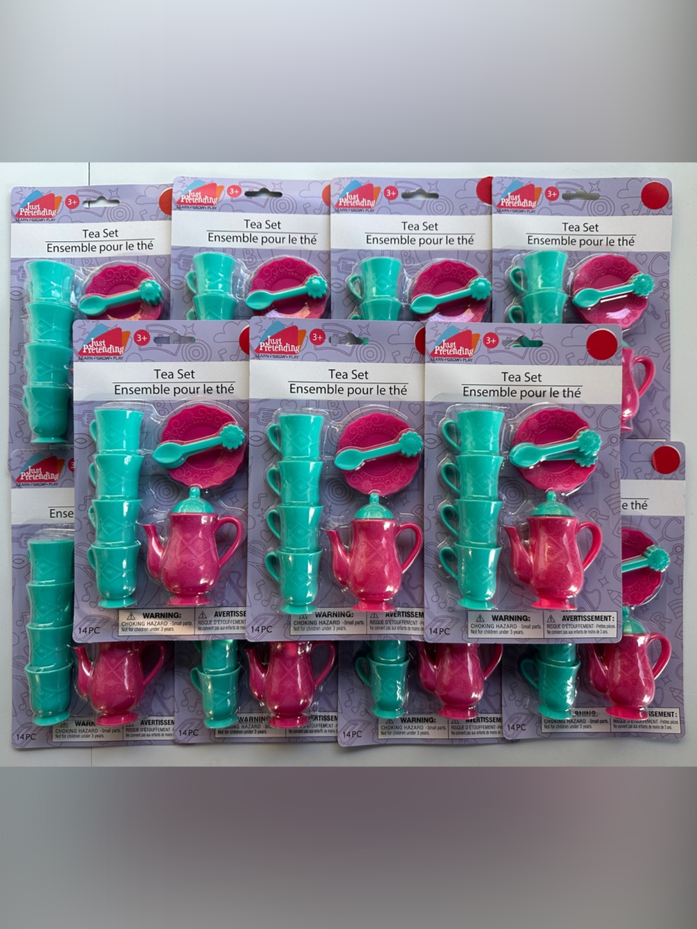 Kids’ Tea Set Party Favors in Pink and Teal – Mini Just Pretending Play Qty 11